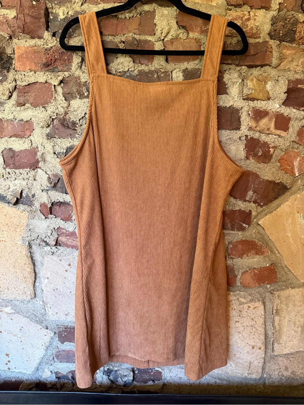 Ribbed Sleeveless Tank Dress in Camel